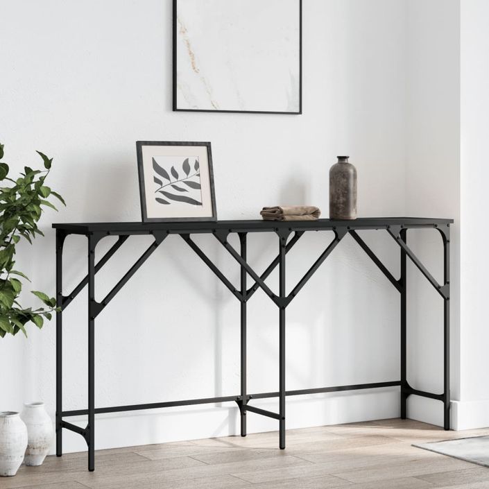 Table console noir 140x29x75 cm bois d'ingénierie - Photo n°3
