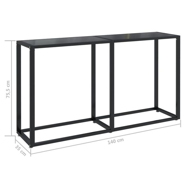 Table console Noir 140x35x75,5 cm Verre trempé - Photo n°6