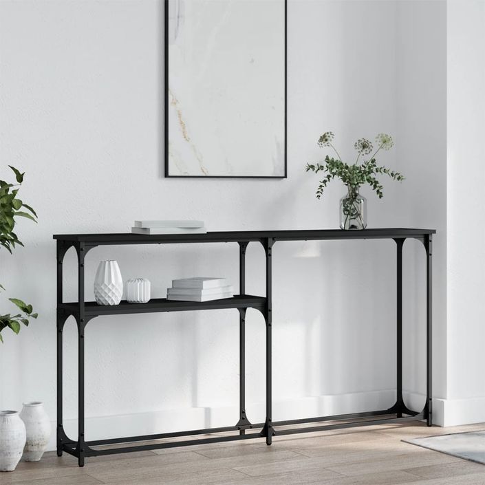 Table console noir 145x22,5x75 cm bois d'ingénierie - Photo n°2