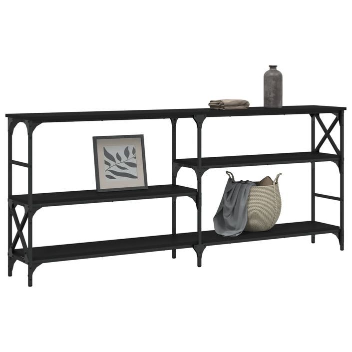 Table console noir 180x29x76,5 cm bois d'ingénierie - Photo n°3