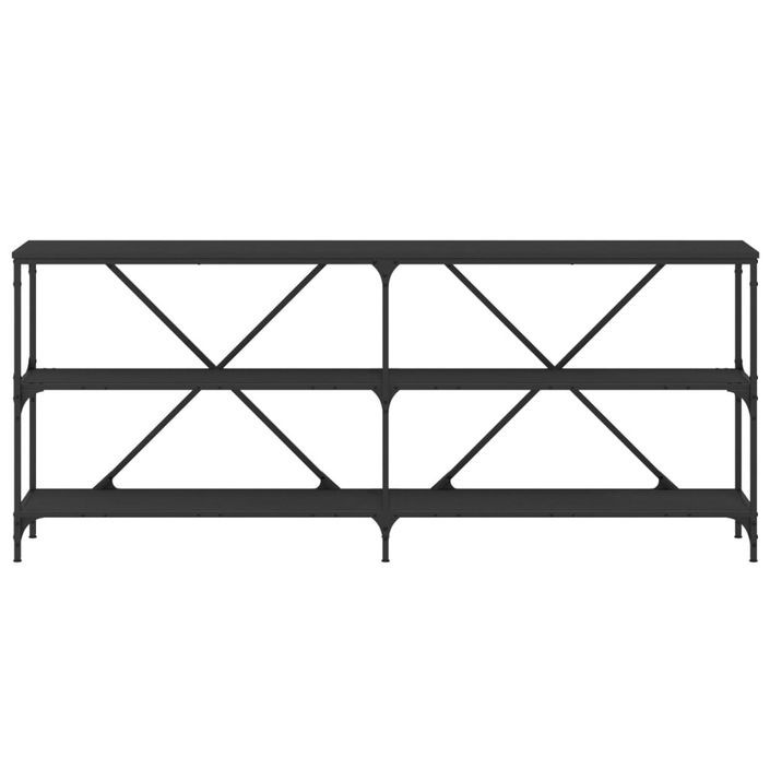 Table console noir 180x30x75 cm bois d'ingénierie et fer - Photo n°4