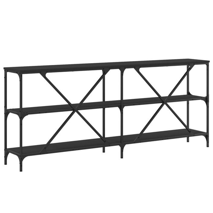 Table console noir 180x30x75 cm bois d'ingénierie et fer - Photo n°6