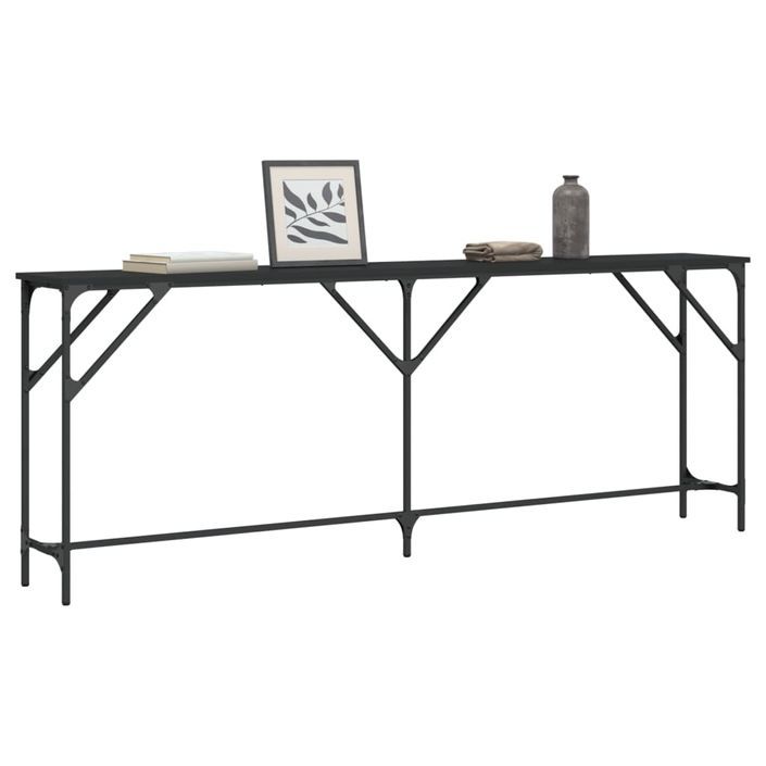 Table console noir 200x29x75 cm bois d'ingénierie - Photo n°3