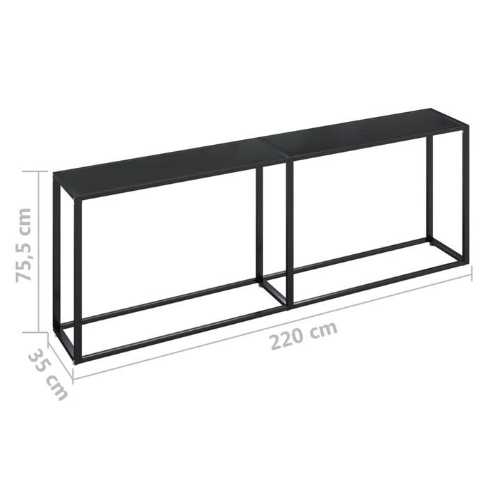 Table console Noir 220x35x75,5 cm Verre trempé - Photo n°6