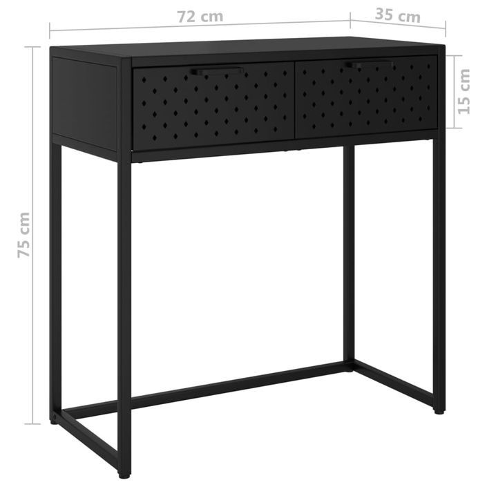 Table console Noir 72x35x75 cm Acier - Photo n°9