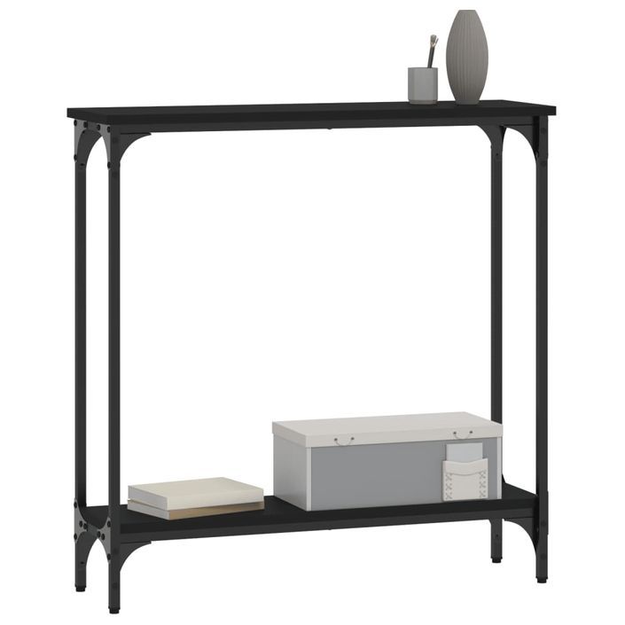 Table console noir 75x22,5x75 cm bois d'ingénierie - Photo n°3