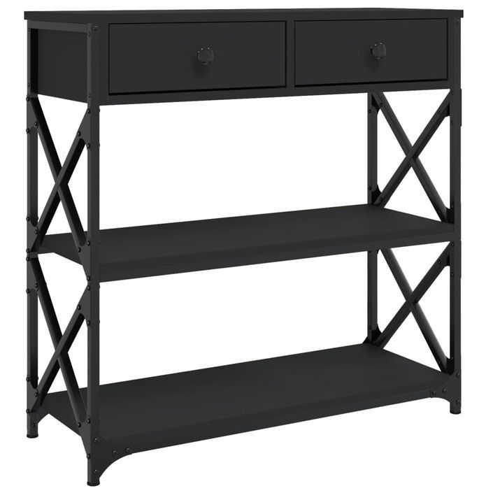 Table console noir 75x28x75 cm bois d'ingénierie - Photo n°2