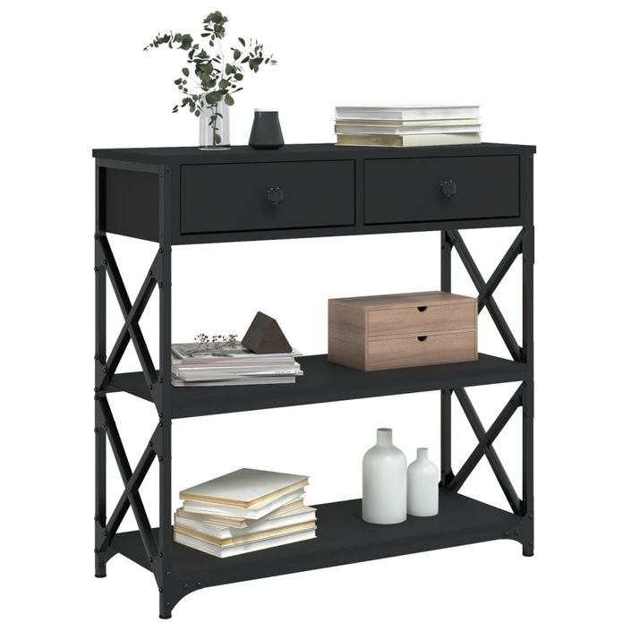 Table console noir 75x28x75 cm bois d'ingénierie - Photo n°3