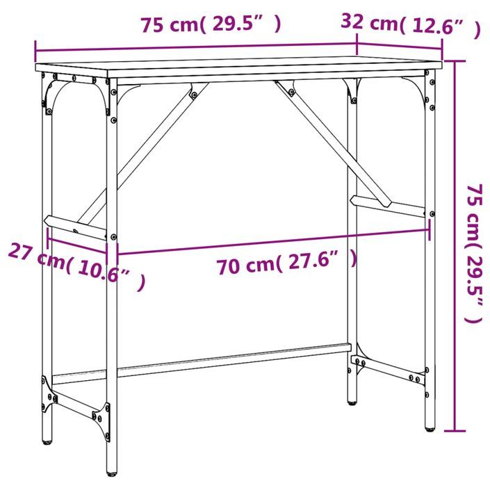 Table console noir 75x32x75 cm bois d'ingénierie - Photo n°9