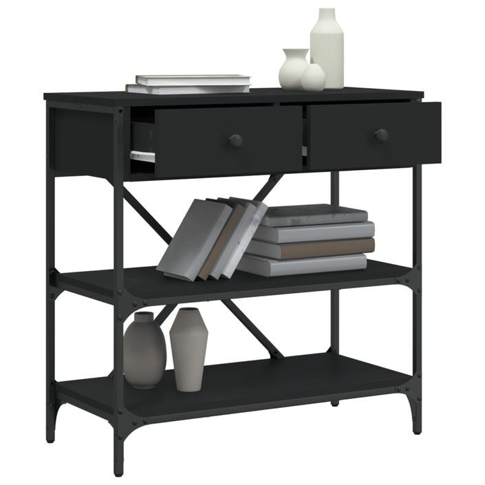 Table console noir 75x34,5x75 cm bois d'ingénierie - Photo n°4