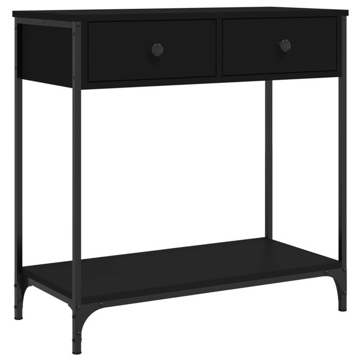 Table console noir 75x34,5x75 cm bois d'ingénierie - Photo n°2