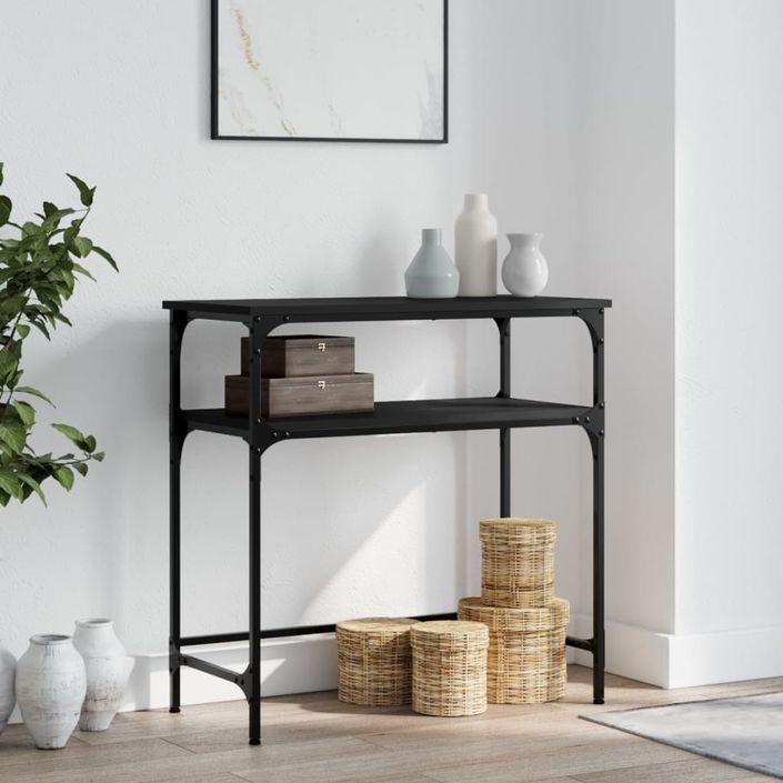 Table console noir 75x35,5x75 cm bois d'ingénierie - Photo n°2