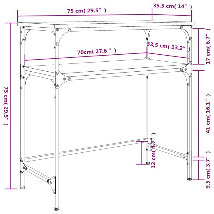 Table console noir 75x35,5x75 cm bois d'ingénierie - Photo n°9