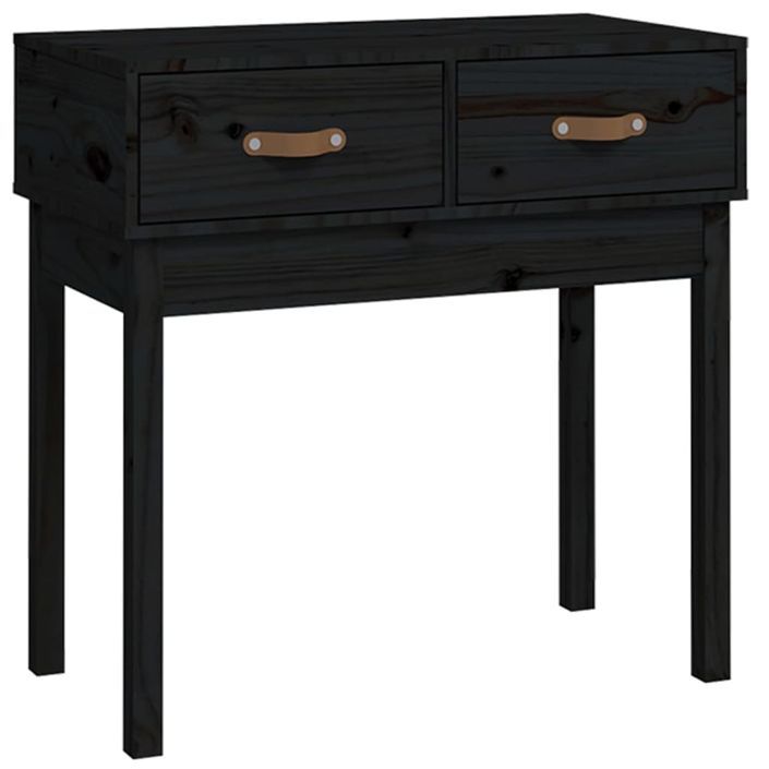 Table console Noir 76,5x40x75 cm Bois massif de pin - Photo n°2