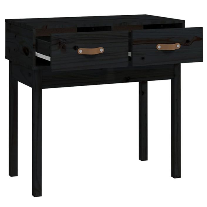 Table console Noir 76,5x40x75 cm Bois massif de pin - Photo n°4