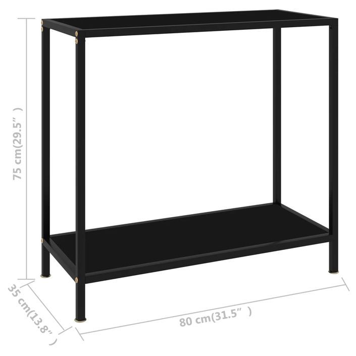 Table console Noir 80x35x75 cm Verre trempé 4 - Photo n°6