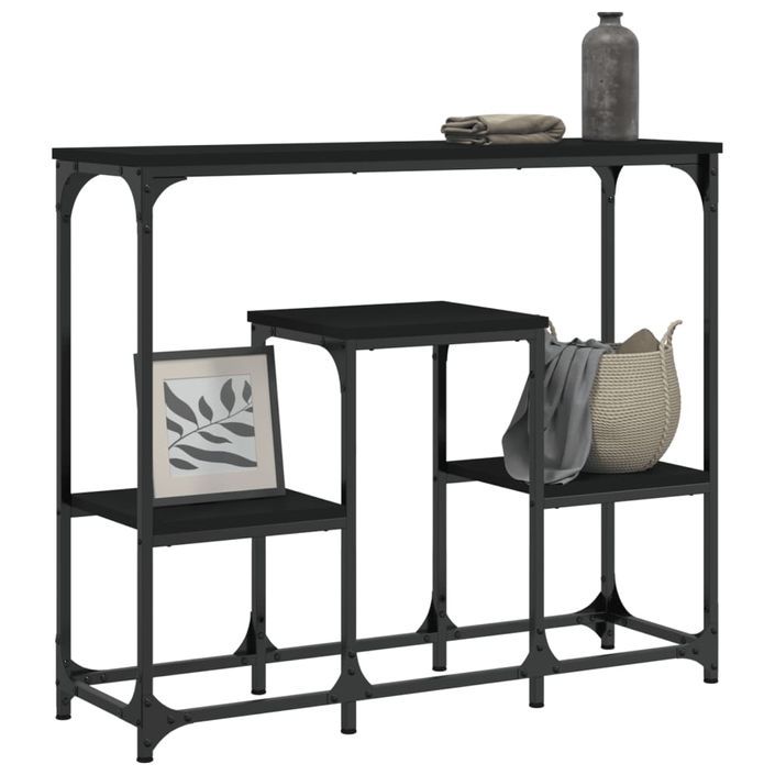 Table console noir 89,5x28x76 cm bois d'ingénierie - Photo n°3