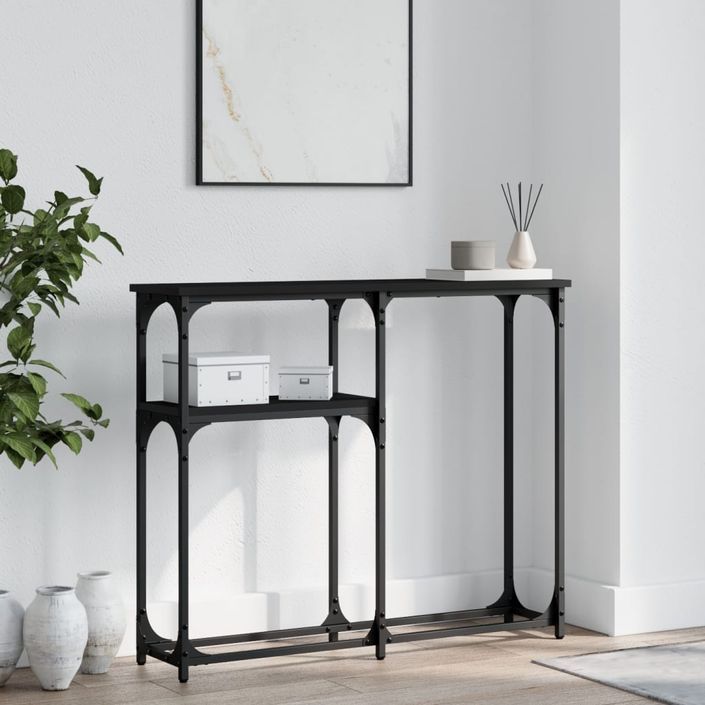 Table console noir 90x22,5x75 cm bois d'ingénierie - Photo n°2