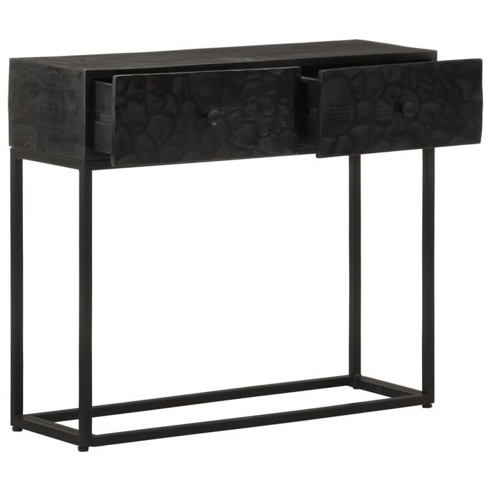 Table console noir 90x30x76 cm bois massif de manguier et fer - Photo n°2
