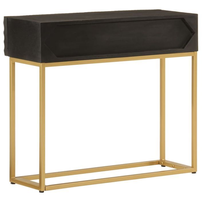 Table console noir 90x30x76 cm bois massif de manguier et fer - Photo n°5