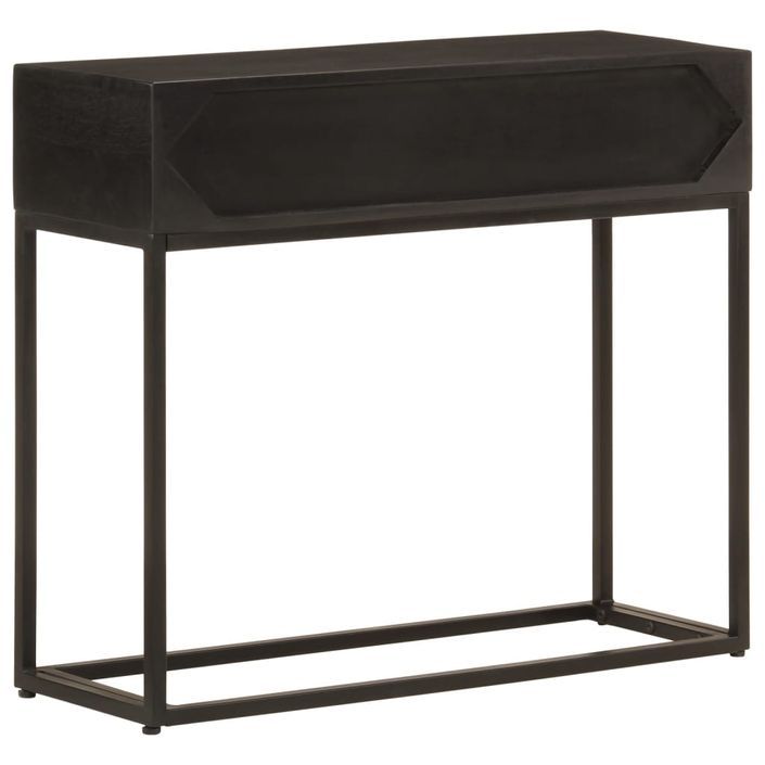 Table console noir 90x30x76 cm bois massif de manguier et fer - Photo n°5