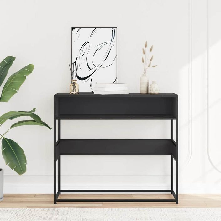 Table console noir 90x35x80 cm bois d'ingénierie - Photo n°3