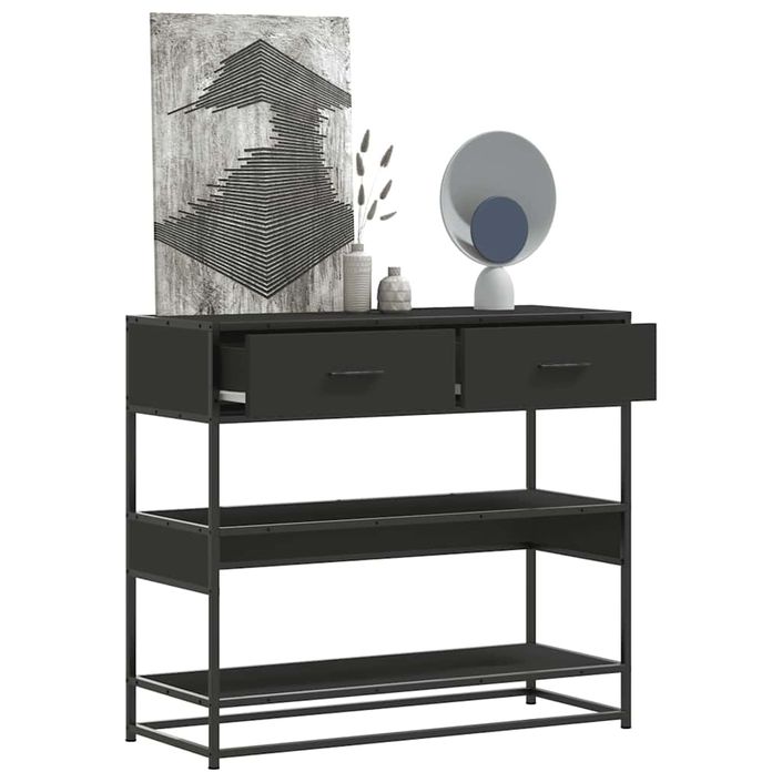 Table console noir 90x35x80 cm bois d'ingénierie - Photo n°1