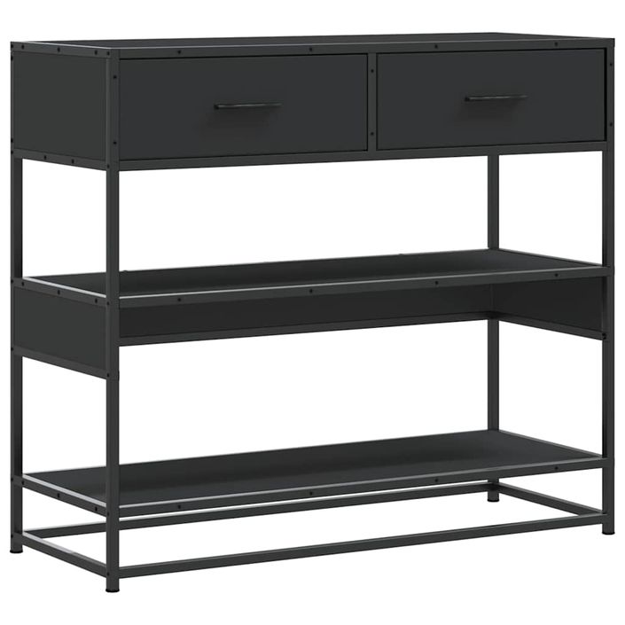 Table console noir 90x35x80 cm bois d'ingénierie - Photo n°2