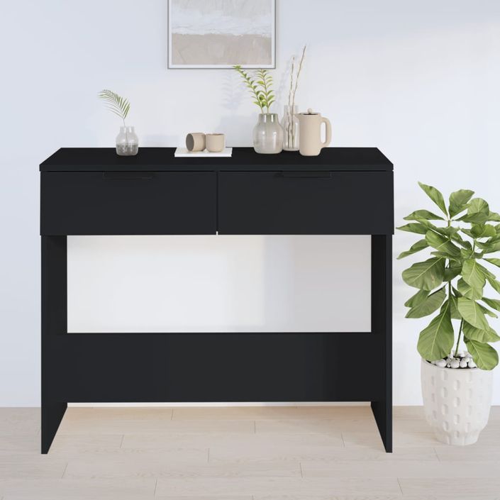 Table console noir 90x36x75 cm bois d'ingénierie - Photo n°2