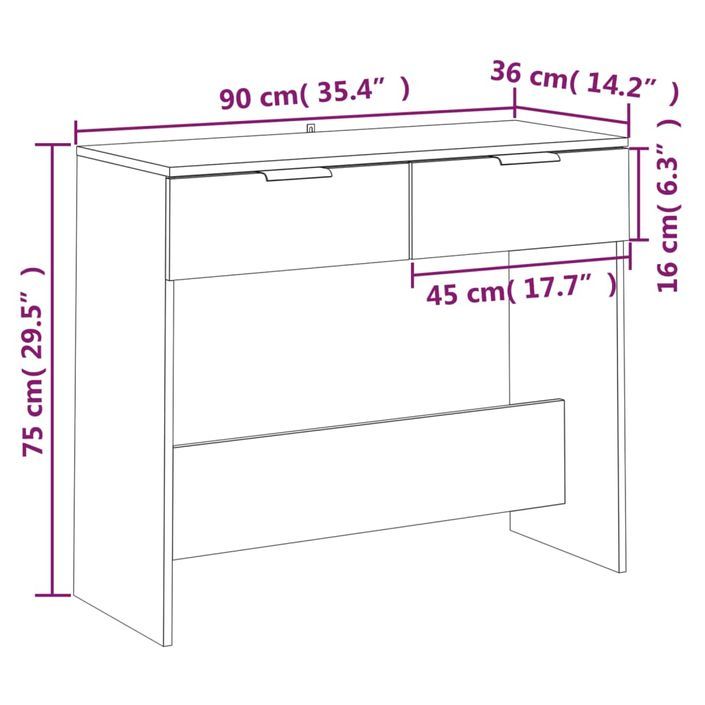 Table console noir 90x36x75 cm bois d'ingénierie - Photo n°9