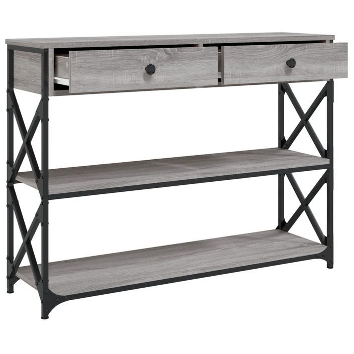 Table console sonoma gris 100x28x75 cm bois d'ingénierie - Photo n°5