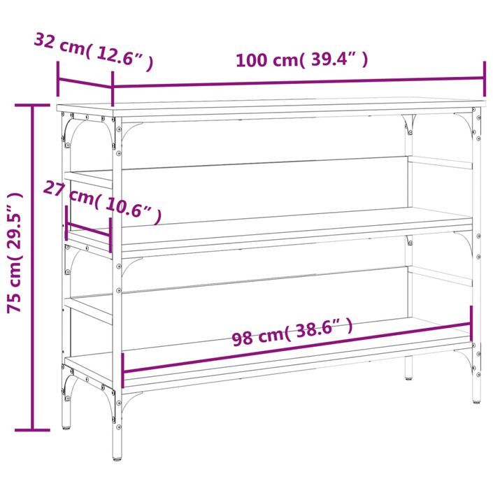 Table console sonoma gris 100x32x75 cm bois d'ingénierie - Photo n°10