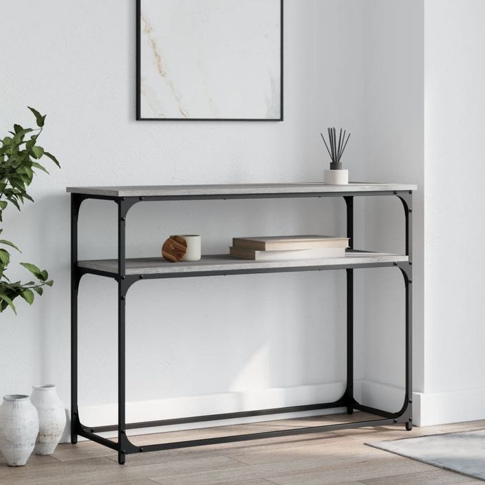 Table console sonoma gris 100x35,5x75 cm bois d'ingénierie - Photo n°2