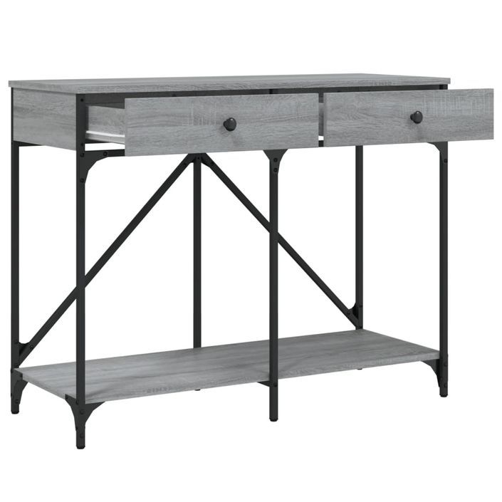 Table console sonoma gris 100x39x78,5 cm bois d'ingénierie - Photo n°5