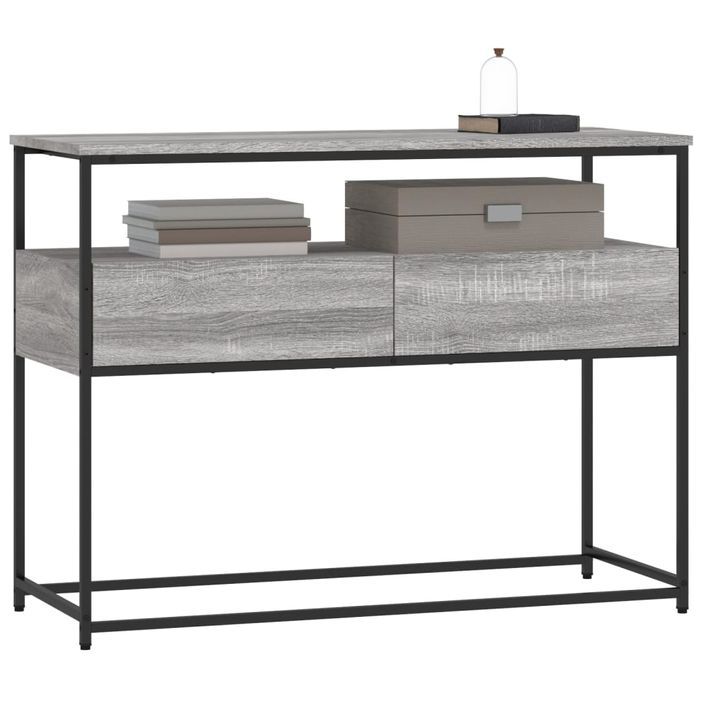 Table console sonoma gris 100x40x75 cm bois d'ingénierie - Photo n°3