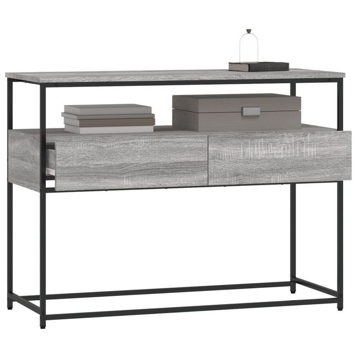Table console sonoma gris 100x40x75 cm bois d'ingénierie - Photo n°4