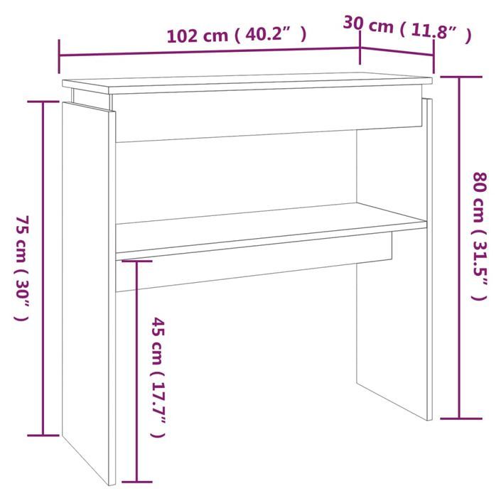 Table console Sonoma gris 102x30x80 cm Bois d'ingénierie - Photo n°6