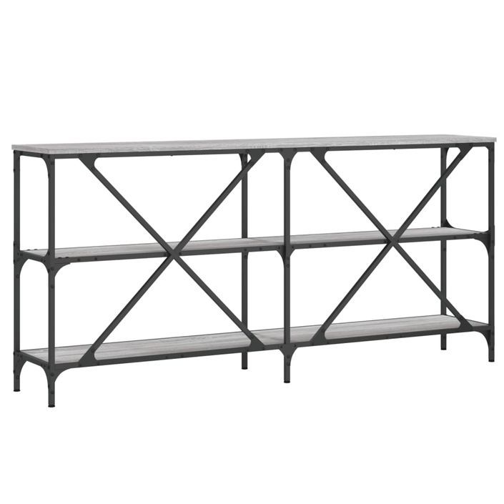 Table console sonoma gris 160x30x75 cm bois d'ingénierie et fer - Photo n°6
