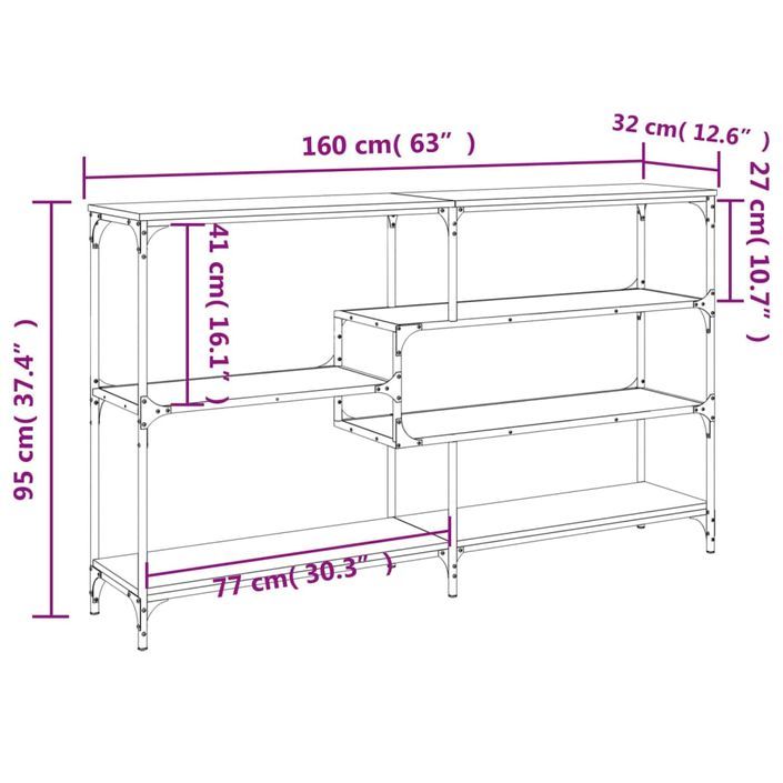 Table console sonoma gris 160x32x95 cm bois d'ingénierie - Photo n°9