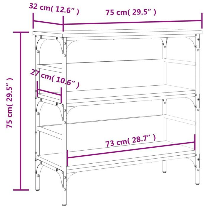 Table console sonoma gris 75x32x75 cm bois d'ingénierie - Photo n°10