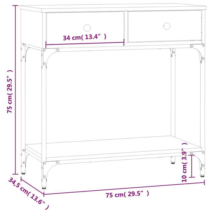 Table console sonoma gris 75x34,5x75 cm bois d'ingénierie - Photo n°11