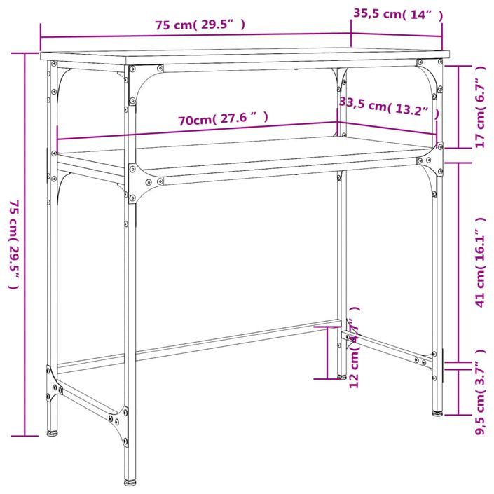 Table console sonoma gris 75x35,5x75 cm bois d'ingénierie - Photo n°9