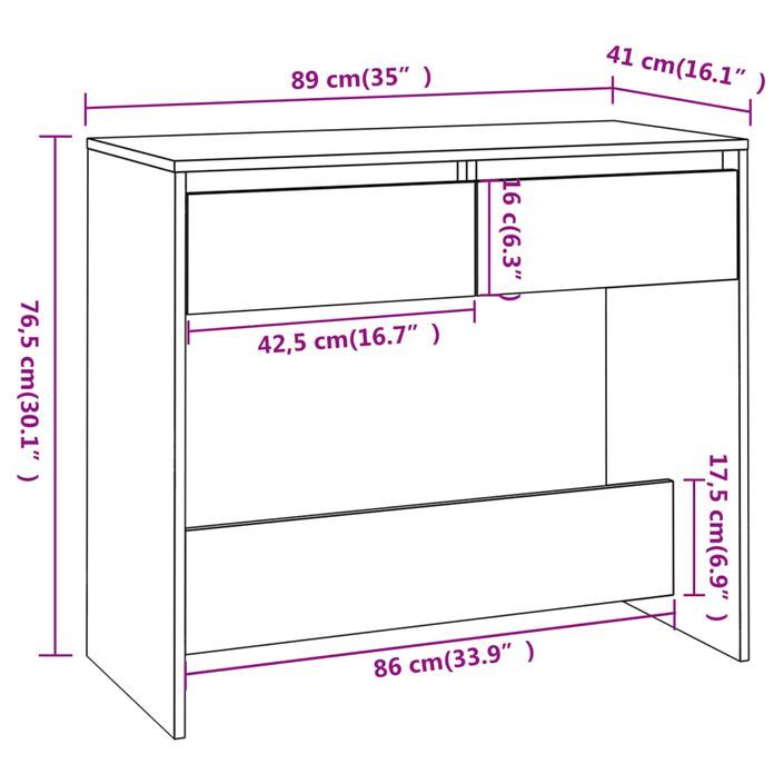 Table console sonoma gris 89x41x76,5 cm bois d'ingénierie - Photo n°8