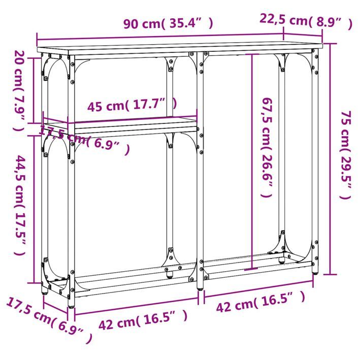 Table console sonoma gris 90x22,5x75 cm bois d'ingénierie - Photo n°9