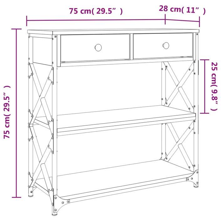 Table console style industriel Kolima L 75 cm – Bois et métal noir - Photo n°11