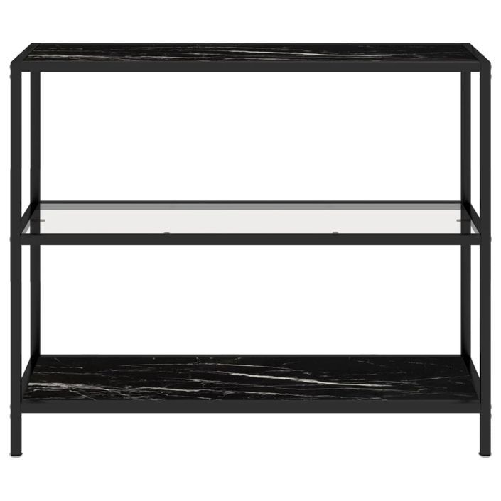 Table console Transparent/marbre noir 100x36x90 cm Verre trempé - Photo n°3