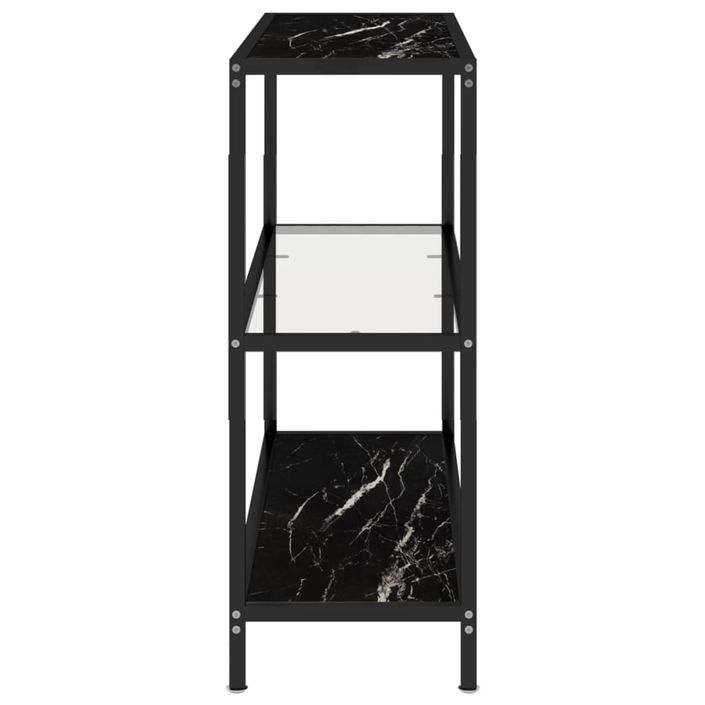Table console Transparent/marbre noir 100x36x90 cm Verre trempé - Photo n°4