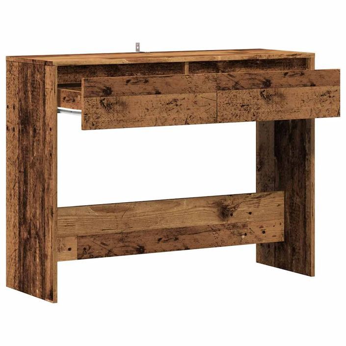 Table console vieux bois 100x35x76,5 cm bois d'ingénierie - Photo n°7