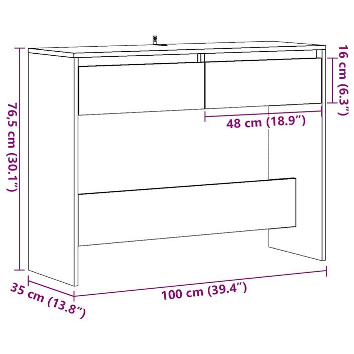 Table console vieux bois 100x35x76,5 cm bois d'ingénierie - Photo n°10