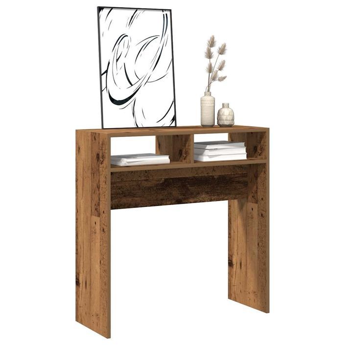 Table console vieux bois 78x30x80 cm bois d'ingénierie - Photo n°3